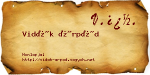 Vidák Árpád névjegykártya