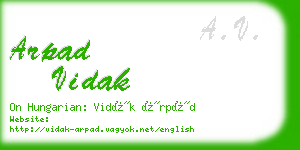 arpad vidak business card